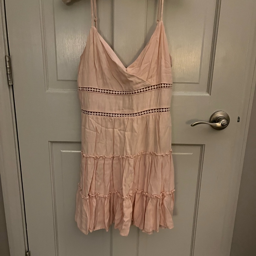 Francesca’s Light Pink Sleeveless Dress with Lace Detail